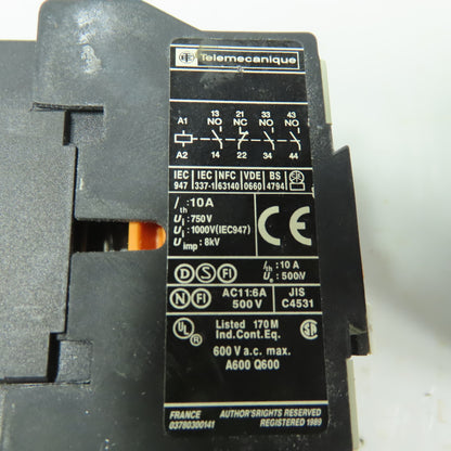 Telemecanique CA3 DN31 Control Relay Contactor 600V Max 24V Coil Lot of 5