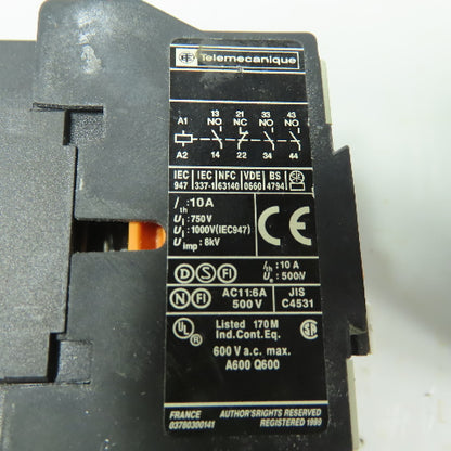 Telemecanique CA3 DN31 Control Relay Contactor 600V Max 24V Coil Lot of 5