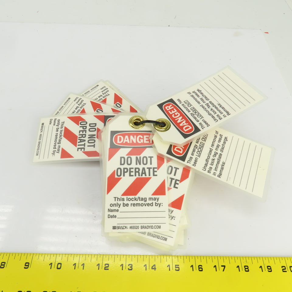 Brady 65520 Danger Do Not Operate Lock Tags Fully Laminated W/Grommets Lot Of 30