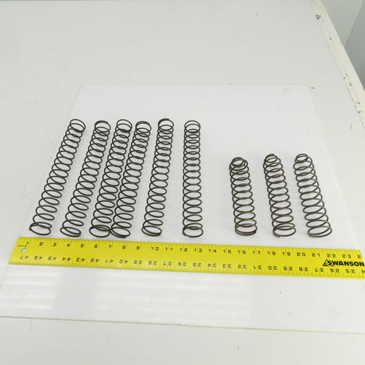 Steel Compression Springs 279/177mm L x 30/35mm ID 3mm Wire Mixed Lot of 9