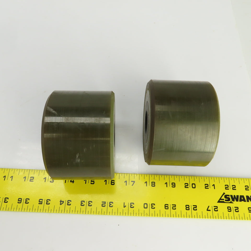 4" OD Polyurethane Roller 2-3/4" W 1" Bore Needle Roller Bearing Lot Of 2