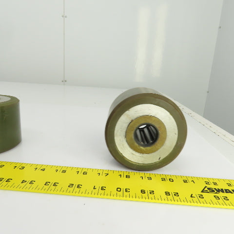 4" OD Polyurethane Roller 2-3/4" W 1" Bore Needle Roller Bearing Lot Of 2