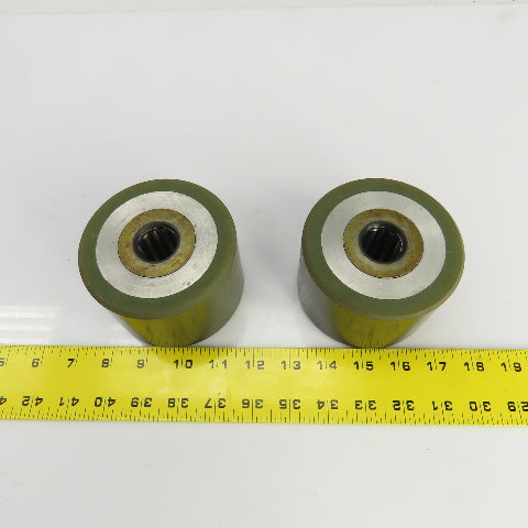 4" OD Polyurethane Roller 2-3/4" W 1" Bore Needle Roller Bearing Lot Of 2