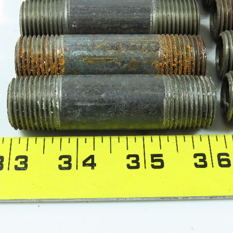 1/2" x 3" NPT Malleable Iron Black Pipe Nipple Fitting Lot of 19