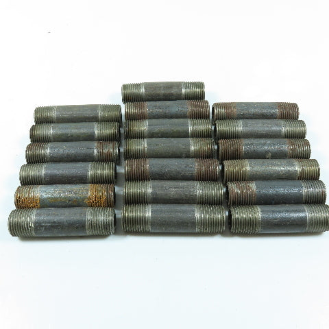 1/2" x 3" NPT Malleable Iron Black Pipe Nipple Fitting Lot of 19