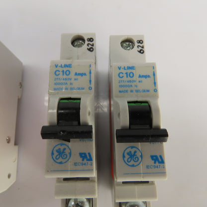 General Electric V-Line C10 Amp Circuit Breakers 277/480VAC Lot Of 9