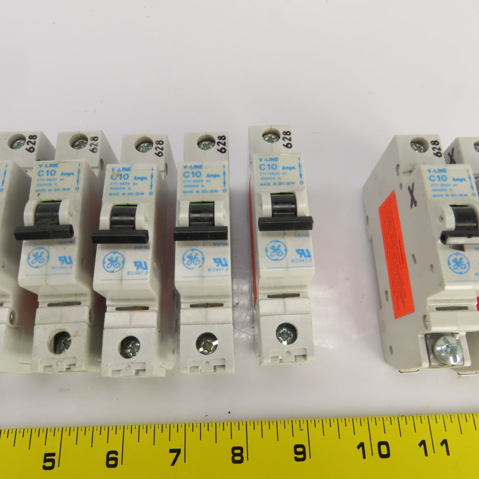 General Electric V-Line C10 Amp Circuit Breakers 277/480VAC Lot Of 9