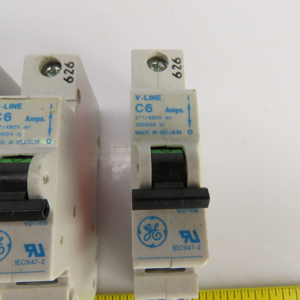General Electric V-Line C6 Amp Circuit Breakers 277/480VAC Lot Of 5