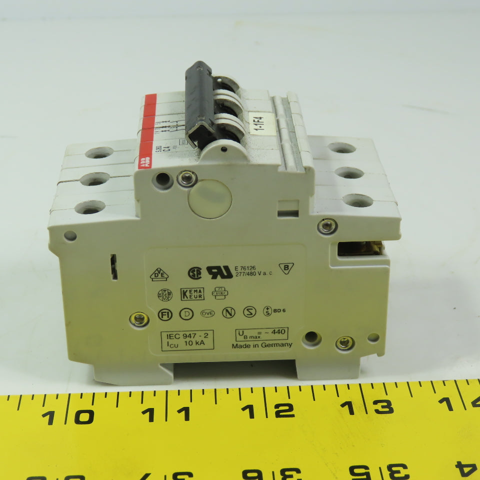 ABB S263 C4 4 Amp Miniature Circuit Breaker Din Mt 3 Pole 277/480V