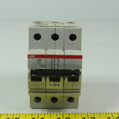 ABB S263 C4 4 Amp Miniature Circuit Breaker Din Mt 3 Pole 277/480V