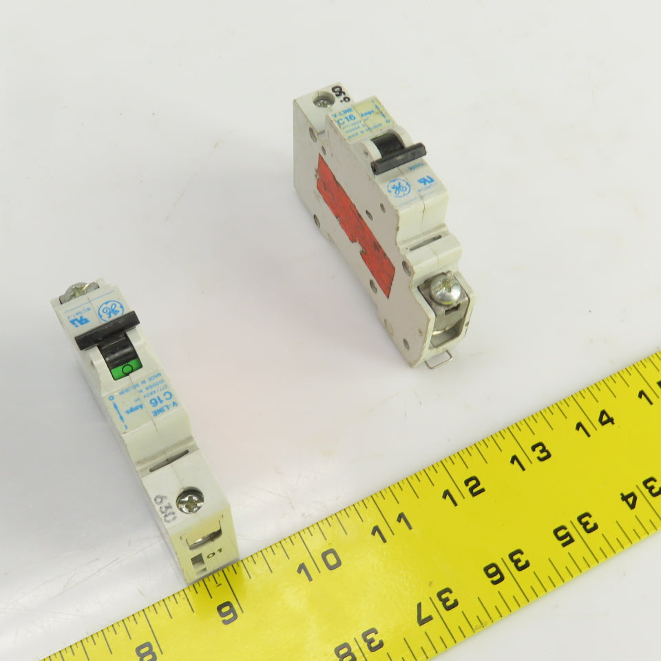 General Electric V-Line C16 Amp Circuit Breakers 277/480VAC Lot Of 2