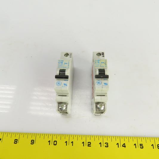 General Electric V-Line C16 Amp Circuit Breakers 277/480VAC Lot Of 2