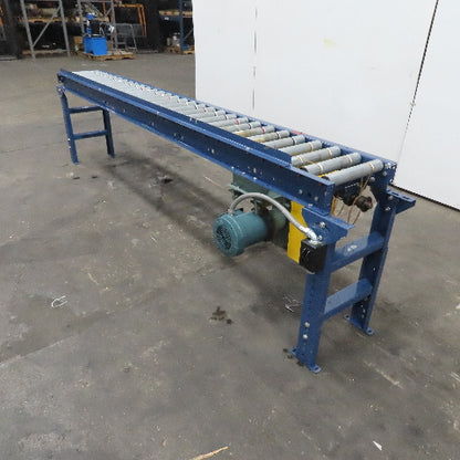 Hytrol 12-1/2" BF x 118" Long Live Roller Conveyor 26.5FPM 1Hp 3Ph