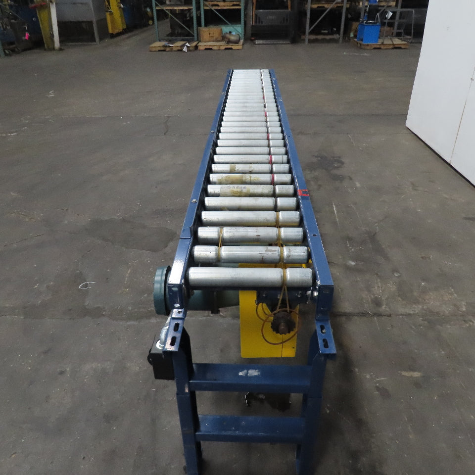 Hytrol 12-1/2" BF x 118" Long Live Roller Conveyor 26.5FPM 1Hp 3Ph