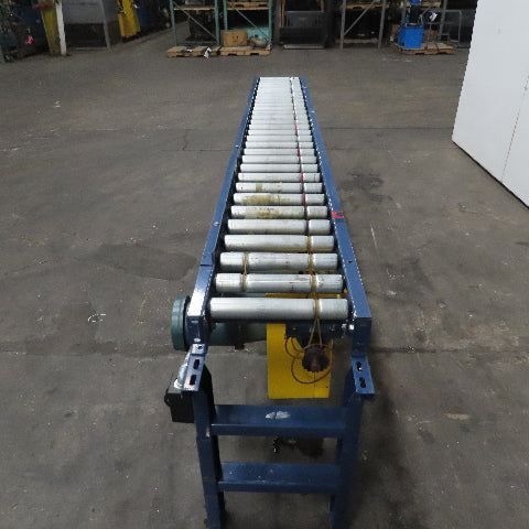 Hytrol 12-1/2" BF x 118" Long Live Roller Conveyor 26.5FPM 1Hp 3Ph