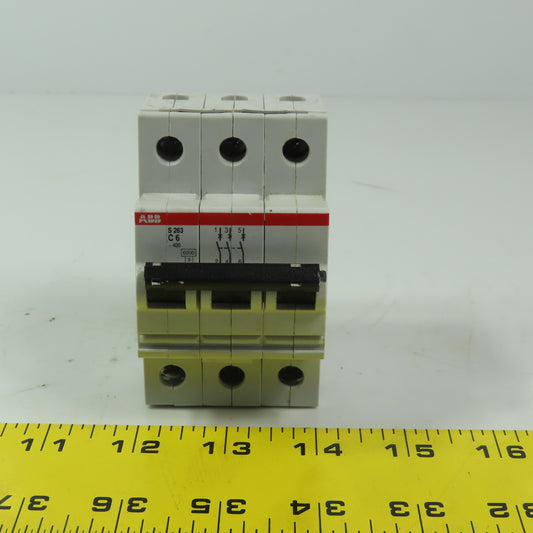 ABB S263 C6 6 Amp Miniature Circuit Breaker Din Mt 3 Pole 277/480V