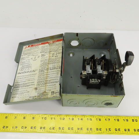 Square D D221N 30A 240VAC 2 Pole General Duty Safety Disconnect Switch