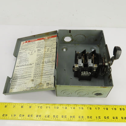 Square D D221N 30A 240VAC 2 Pole General Duty Safety Disconnect Switch