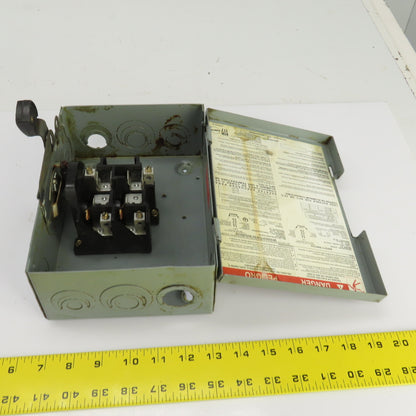 Square D D221N 30A 240VAC 2 Pole General Duty Safety Disconnect Switch