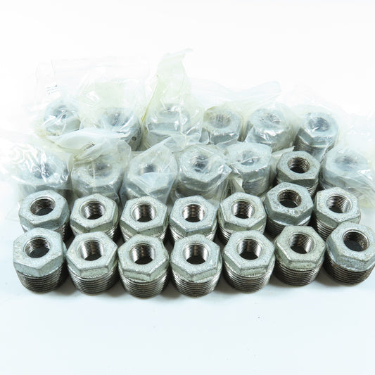 1" x 3/8" NPT Galvanized Iron Pipe Bushing Reducer Lot of 27