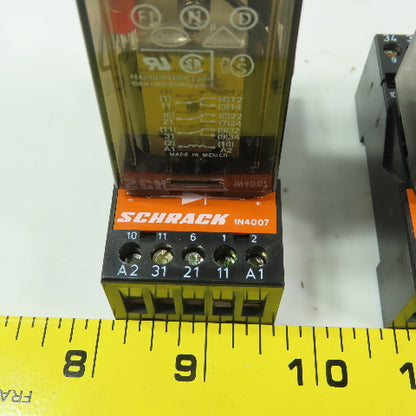 Schrack MR303024 Multimode250V 10A 24VDC Coil Relay W/Socket Lot Of 3