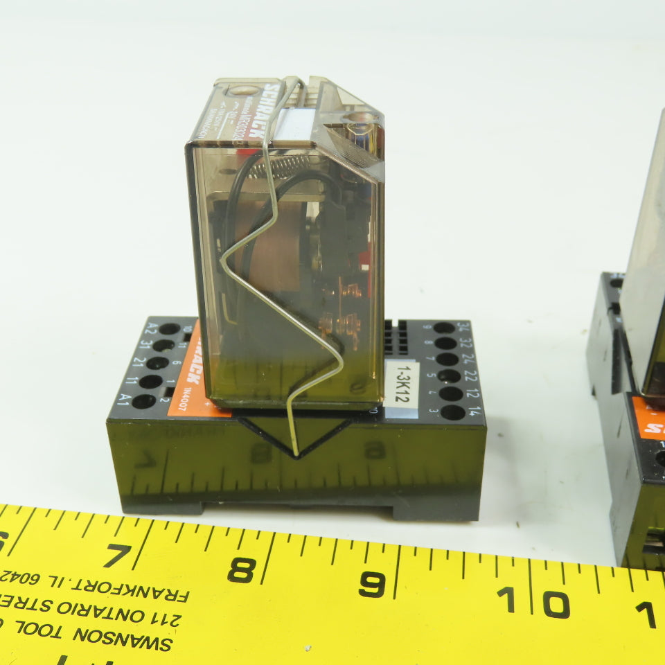 Schrack MR303024 Multimode250V 10A 24VDC Coil Relay W/Socket Lot Of 3