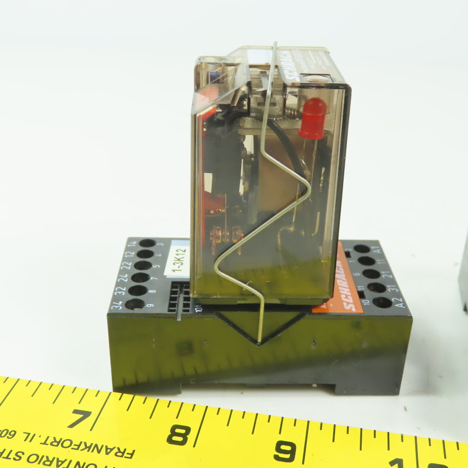 Schrack MR303024 Multimode250V 10A 24VDC Coil Relay W/Socket Lot Of 3