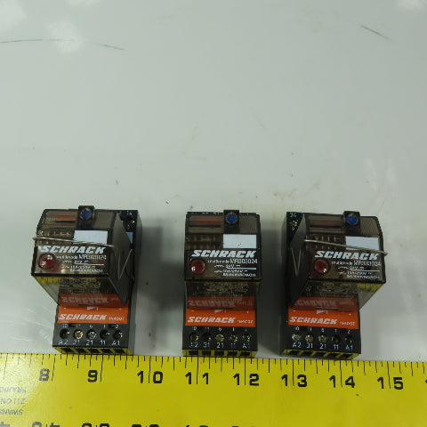 Schrack MR303024 Multimode250V 10A 24VDC Coil Relay W/Socket Lot Of 3