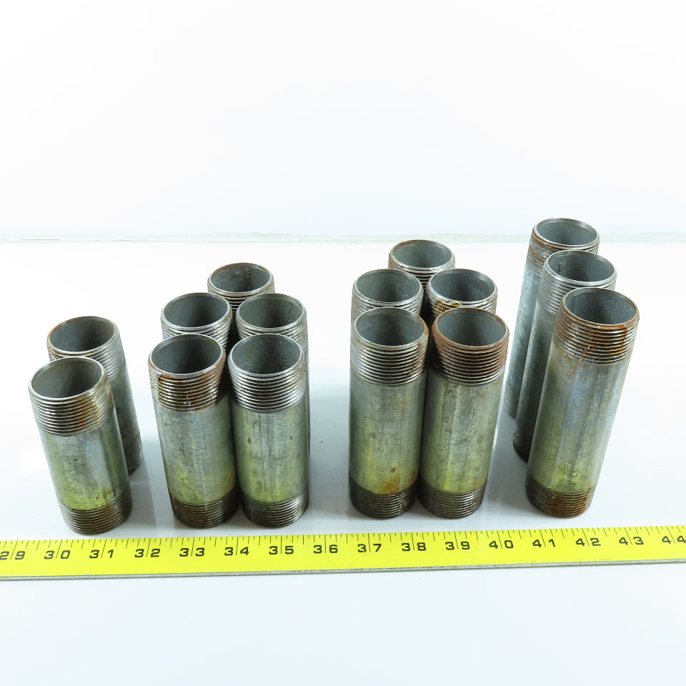 1-1/4" x 4" To 5-1/2" NPT Galvanized Iron Threaded Pipe Nipple Lot of 15
