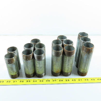 1-1/4" x 4" To 5-1/2" NPT Galvanized Iron Threaded Pipe Nipple Lot of 15