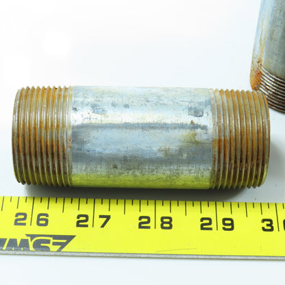 1-1/4" x 4" To 5-1/2" NPT Galvanized Iron Threaded Pipe Nipple Lot of 15