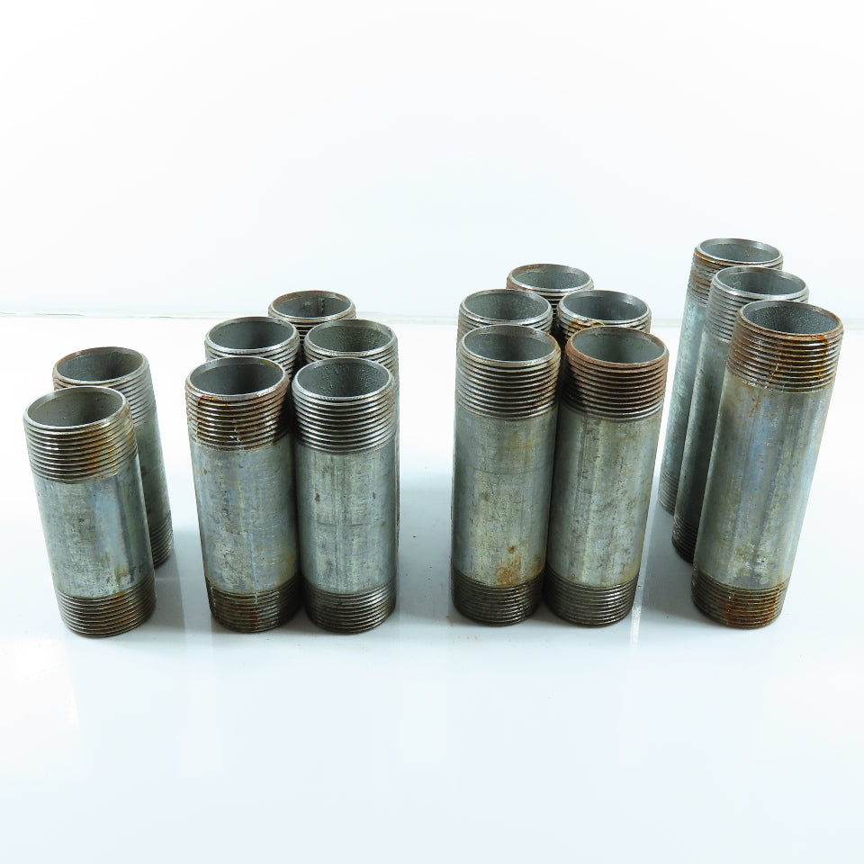 1-1/4" x 4" To 5-1/2" NPT Galvanized Iron Threaded Pipe Nipple Lot of 15