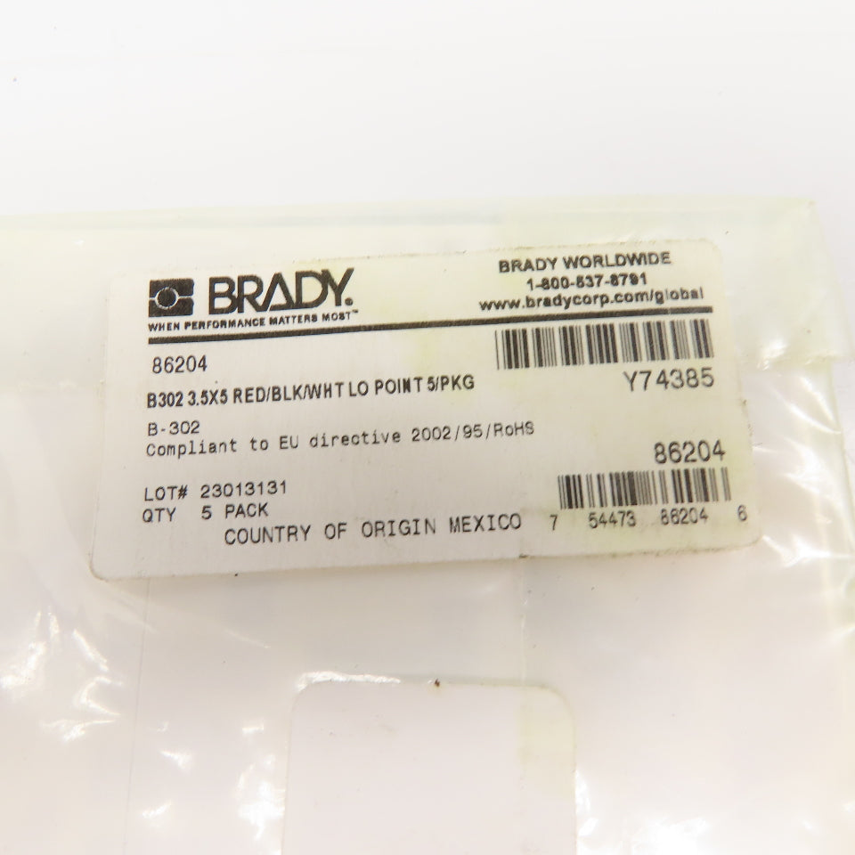 Brady 86204 3-1/2" x 5" Adhesive Lock Out Point OHSA Safety Sticker Pack Of 5