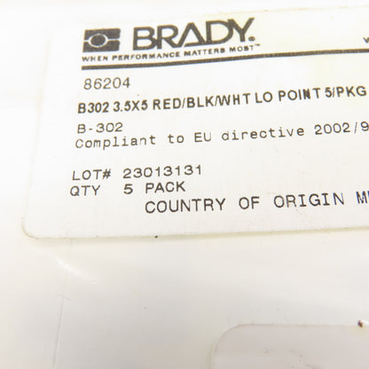 Brady 86204 3-1/2" x 5" Adhesive Lock Out Point OHSA Safety Sticker Pack Of 5