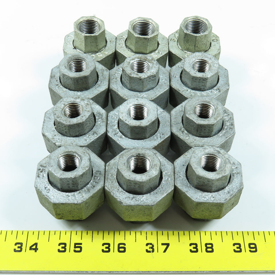 3/8" NPT Galvanized Iron Threaded Pipe Union 150# Lot of 12