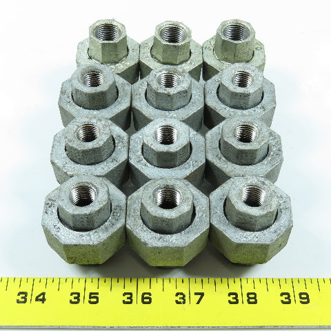 3/8" NPT Galvanized Iron Threaded Pipe Union 150# Lot of 12
