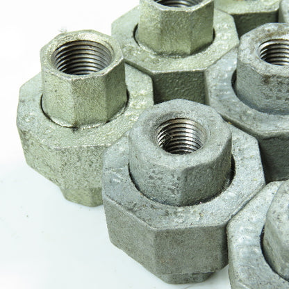 3/8" NPT Galvanized Iron Threaded Pipe Union 150# Lot of 12