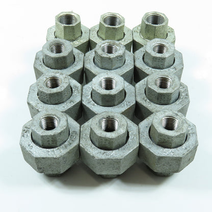3/8" NPT Galvanized Iron Threaded Pipe Union 150# Lot of 12