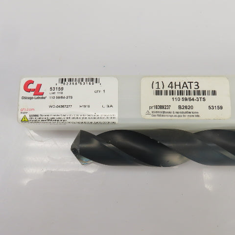 Chicago-Latrobe 23/32" 59/64" HSS 2 Flute Drill Bit 2MT/3MT 10"OAL 11"OAL Lot/2