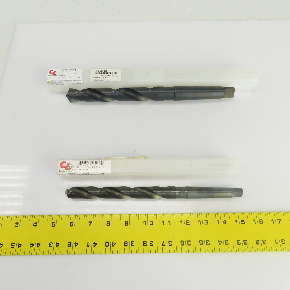Chicago-Latrobe 23/32" 59/64" HSS 2 Flute Drill Bit 2MT/3MT 10"OAL 11"OAL Lot/2