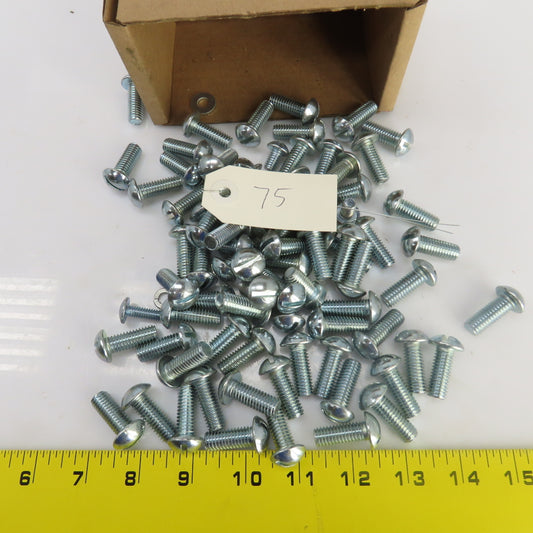 3/8"-16 x 1" Stainless Steel Round Head Slotted Screws Lot Of 75