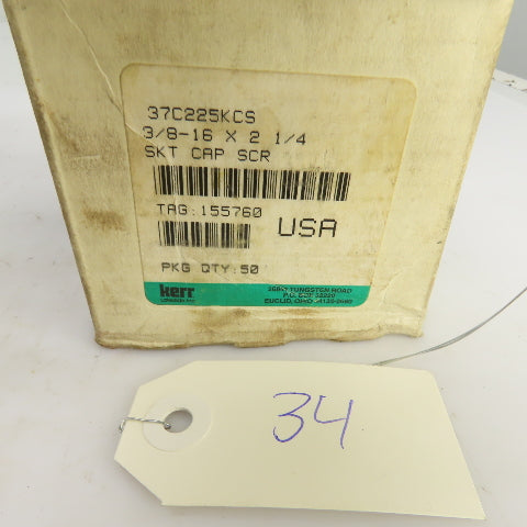 3/8"-16 x 2-1/4" 3/8"-16 x 1-1/2" Socket Head Cap Screw Oxide Alloy Lot/100