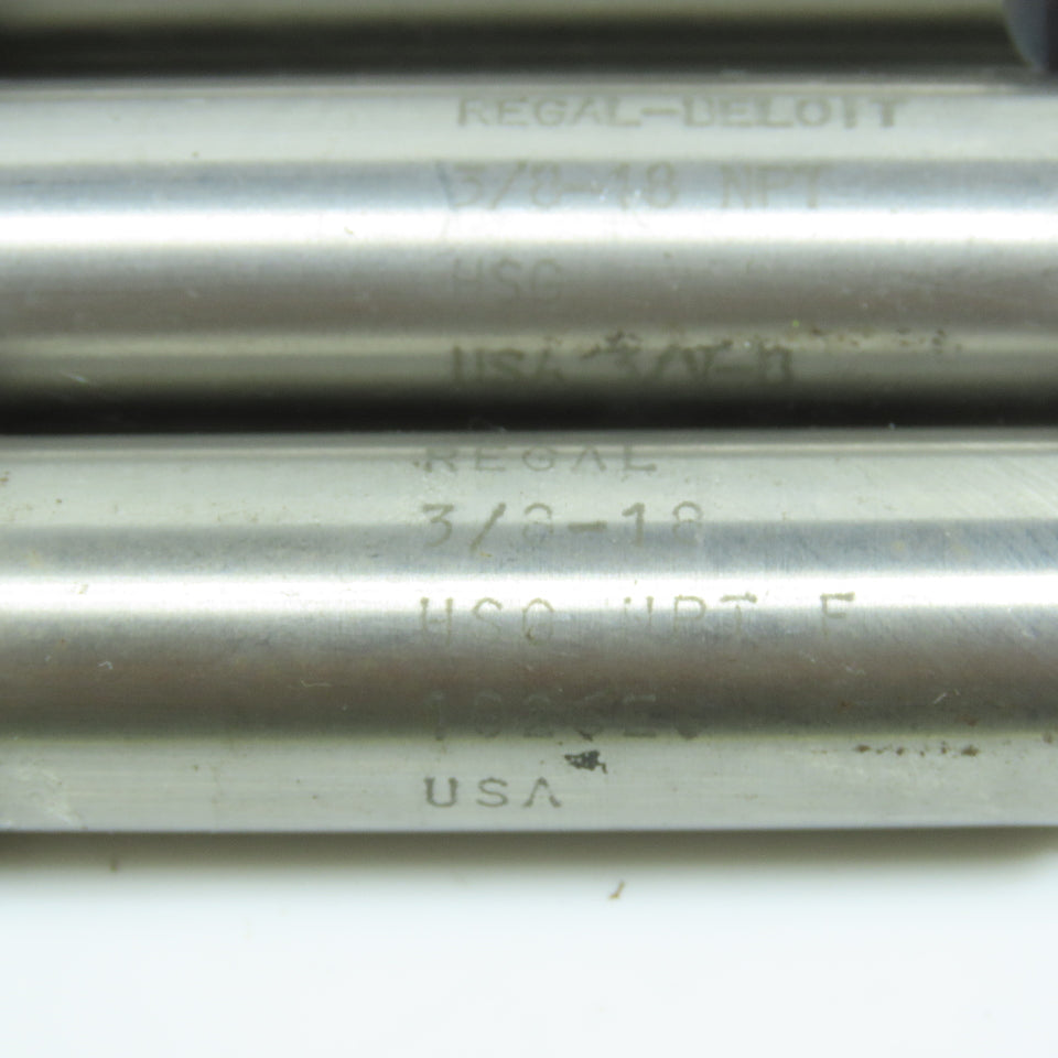 Regal 3/8"-18 NPTF HSS Straight Flute Taper Pipe Thread Tap 4F 8" OAL Lot of 3