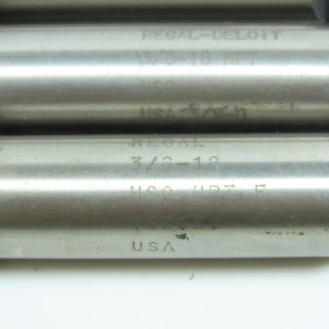 Regal 3/8"-18 NPTF HSS Straight Flute Taper Pipe Thread Tap 4F 8" OAL Lot of 3