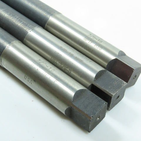 Regal 3/8"-18 NPTF HSS Straight Flute Taper Pipe Thread Tap 4F 8" OAL Lot of 3