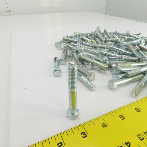3/8"-16 x 2-1/2" Hex Head Zinc Plated Grade 5 Cap Screw Lot Of 95