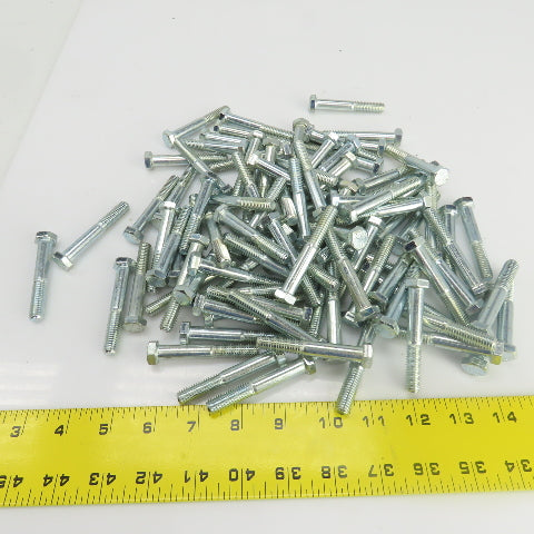 3/8"-16 x 2-1/2" Hex Head Zinc Plated Grade 5 Cap Screw Lot Of 95