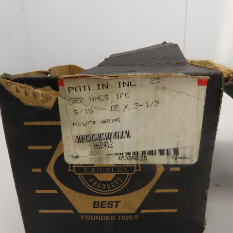 9/16"-12 x 3-1/2" Hex Head Yellow-Chromate Plated Grade 8 Cap Screw Lot Of 23