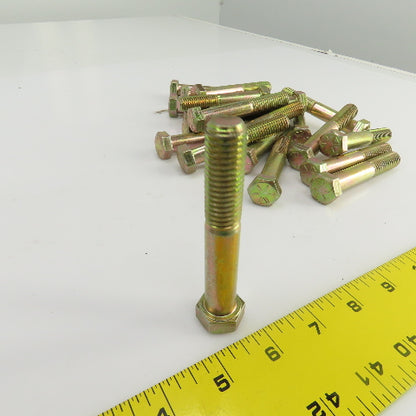 9/16"-12 x 3-1/2" Hex Head Yellow-Chromate Plated Grade 8 Cap Screw Lot Of 23