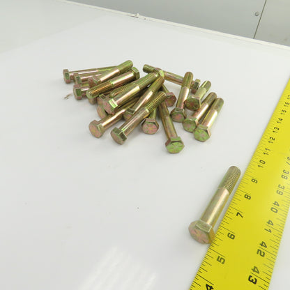 9/16"-12 x 3-1/2" Hex Head Yellow-Chromate Plated Grade 8 Cap Screw Lot Of 23
